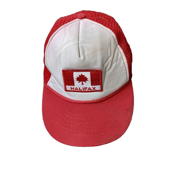 Vintage Halifax Canada Trucker Hat Cap Adjustable Snapback Red White - Picture 1 of 6